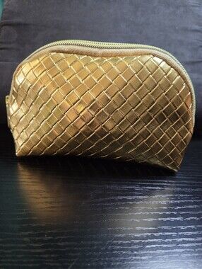 Feel Good Gifts-Woven Metallic Gold Cosmetic Pouch